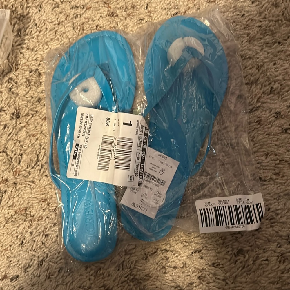 NWT J Crew blue flip flops